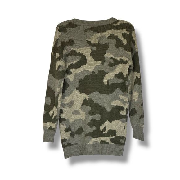 Lucky Brand Cardigan Sweater Women's S Green Camouflage Knit V-Neck Wool Blend - Picture 8 of 9